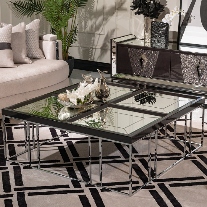 AICO Furniture - Carmela Cocktail Table in Glossy Charcoal Sand - LFR-CRMA201-830 - GreatFurnitureDeal