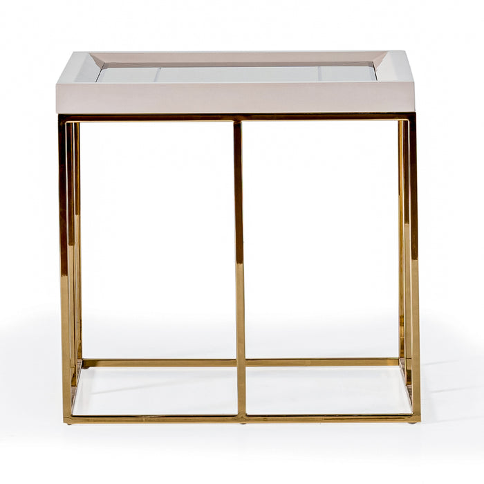 AICO Furniture - Carmela Side Table in Shimmer Ivory - LFR-CRMA202-141 - GreatFurnitureDeal