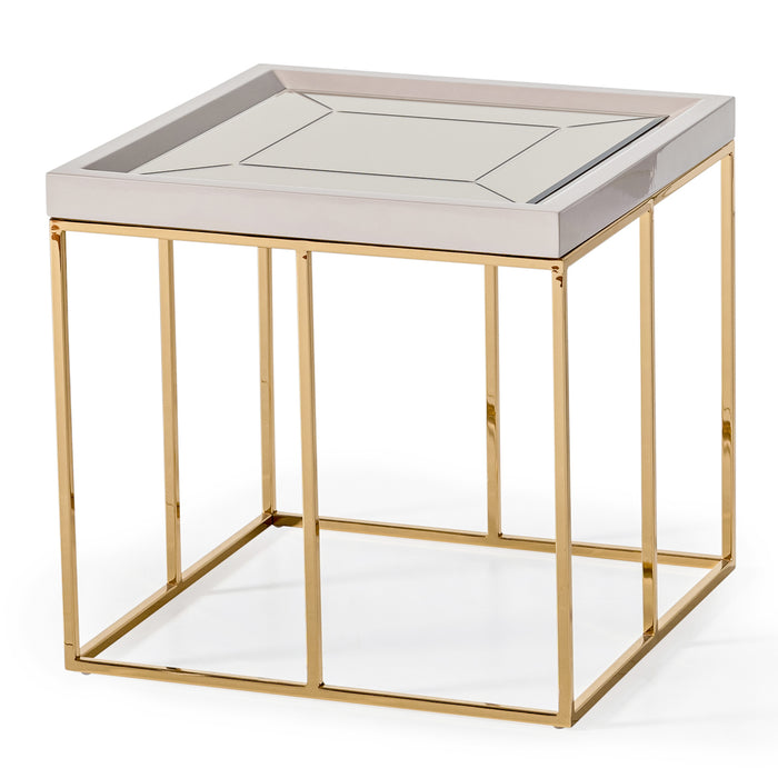 AICO Furniture - Carmela Side Table in Shimmer Ivory - LFR-CRMA202-141 - GreatFurnitureDeal