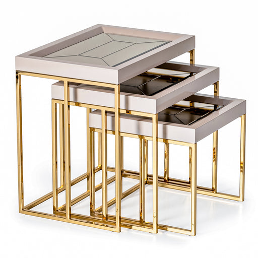 AICO Furniture -  Carmela Nesting Tables in Shimmer Ivory - LFR-CRMA224-141 - GreatFurnitureDeal