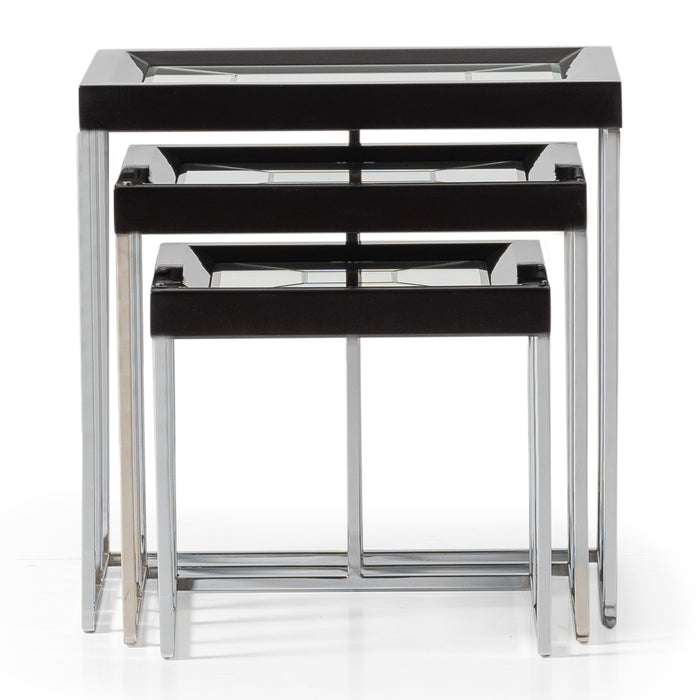 AICO Furniture - Carmela Nesting Tables Glossy in Charcoal Sand - LFR-CRMA224-830 - GreatFurnitureDeal