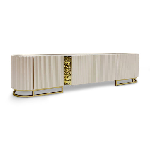 AICO Furniture - Lisbon"Media Cabinet"Silken Matte Cream - LFR-LSBN081-140 - GreatFurnitureDeal