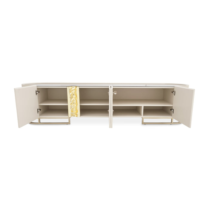 AICO Furniture - Lisbon"Media Cabinet"Silken Matte Cream - LFR-LSBN081-140 - GreatFurnitureDeal