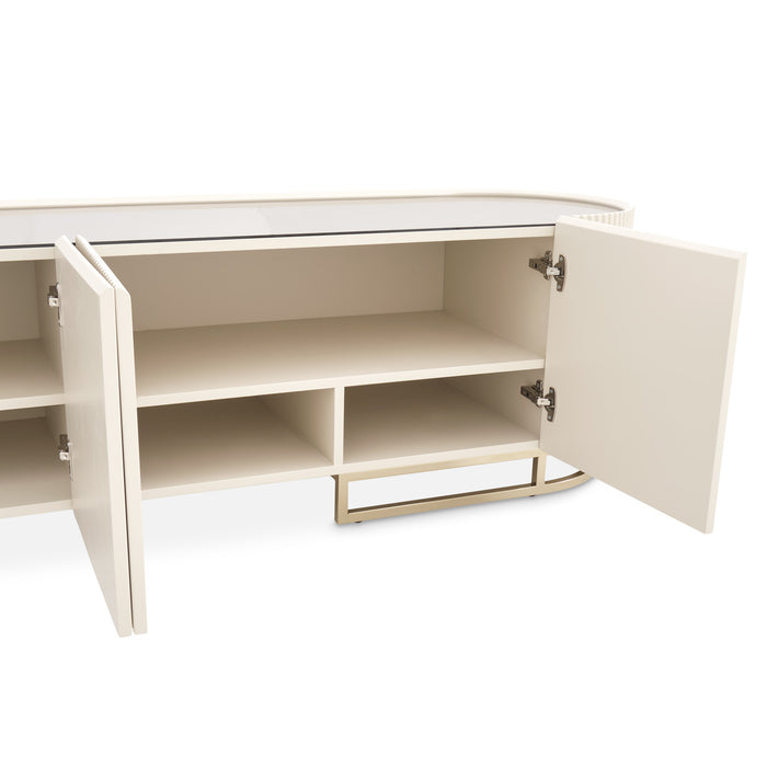 AICO Furniture - Lisbon"Media Cabinet"Silken Matte Cream - LFR-LSBN081-140 - GreatFurnitureDeal