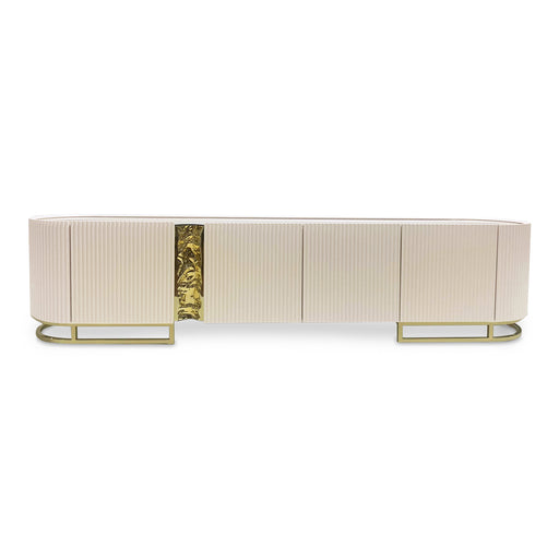 AICO Furniture - Lisbon"Media Cabinet"Silken Matte Cream - LFR-LSBN081-140 - GreatFurnitureDeal