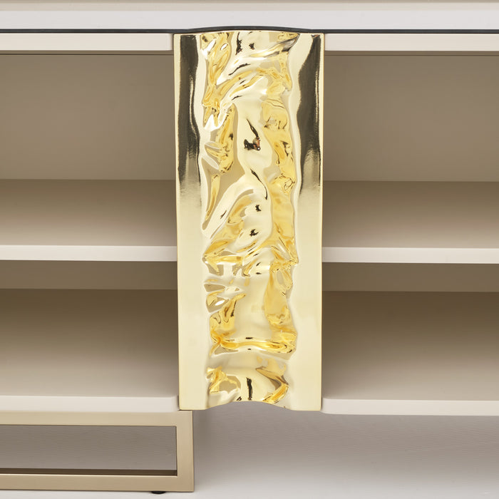 AICO Furniture - Lisbon"Media Cabinet"Silken Matte Cream - LFR-LSBN081-140 - GreatFurnitureDeal