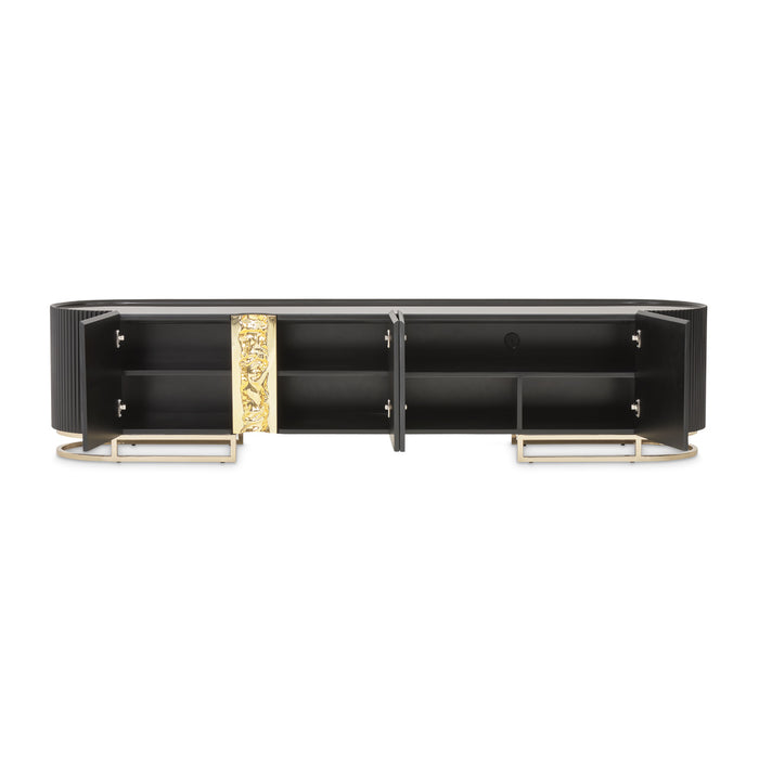 AICO Furniture - Lisbon"Media Cabinet"Silken Matte Black - LFR-LSBN081-826 - GreatFurnitureDeal