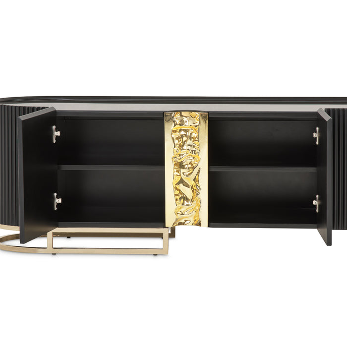 AICO Furniture - Lisbon"Media Cabinet"Silken Matte Black - LFR-LSBN081-826 - GreatFurnitureDeal