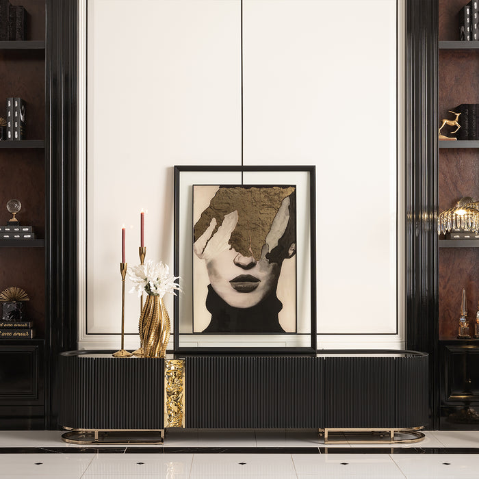 AICO Furniture - Lisbon"Media Cabinet"Silken Matte Black - LFR-LSBN081-826 - GreatFurnitureDeal