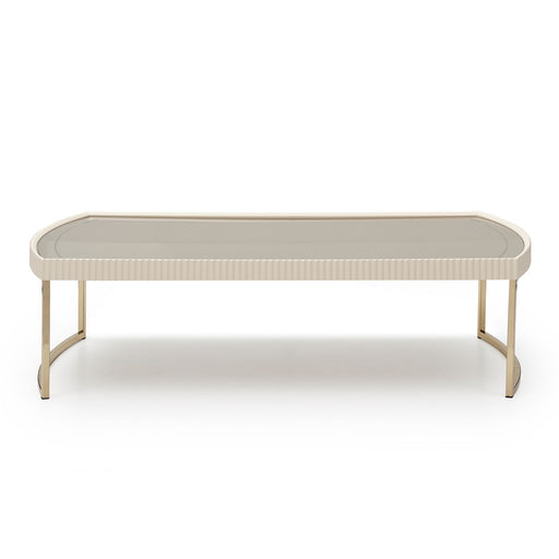 AICO Furniture - Lisbon Cocktail Table in Silken Matte Cream - LFR-LSBN201-140 - GreatFurnitureDeal