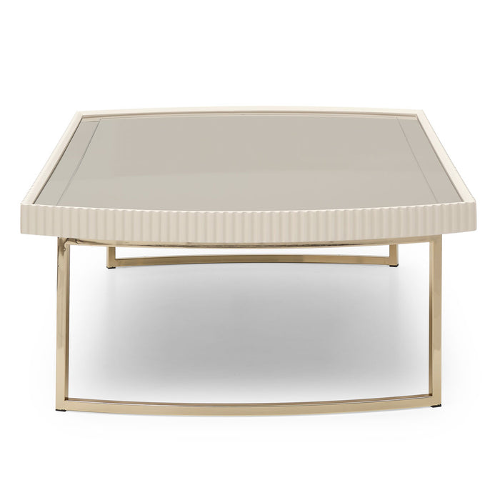 AICO Furniture - Lisbon Cocktail Table in Silken Matte Cream - LFR-LSBN201-140 - GreatFurnitureDeal