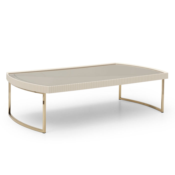 AICO Furniture - Lisbon Cocktail Table in Silken Matte Cream - LFR-LSBN201-140 - GreatFurnitureDeal