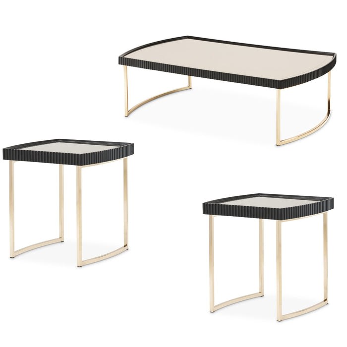 AICO Furniture - Lisbon 3 Piece Occasional Table Set in Silken Matte Black - LFR-LSBN201-LSBN202-826 - GreatFurnitureDeal