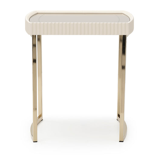 AICO Furniture - Lisbon Side Table in Silken Matte Cream - LFR-LSBN202-140 - GreatFurnitureDeal