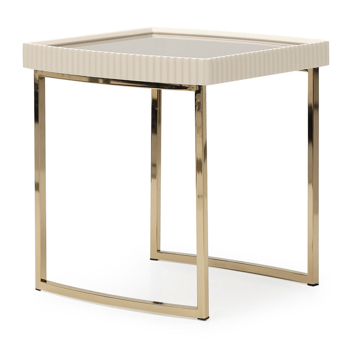 AICO Furniture - Lisbon Side Table in Silken Matte Cream - LFR-LSBN202-140 - GreatFurnitureDeal