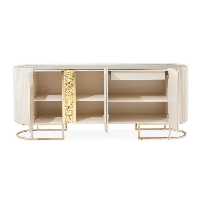 AICO Furniture - Lisbon Console Table in Silken Matte Cream - LFR-LSBN223-140 - GreatFurnitureDeal