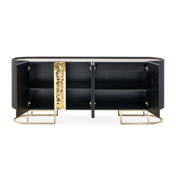 AICO Furniture - Lisbon Console Table in Silken Matte Black - LFR-LSBN223-826 - GreatFurnitureDeal