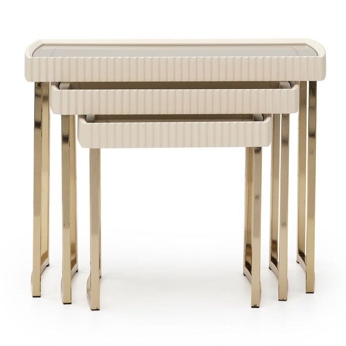 AICO Furniture - Lisbon Nesting Tables in Silken Matte Cream - LFR-LSBN224-140 - GreatFurnitureDeal