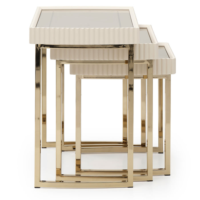 AICO Furniture - Lisbon Nesting Tables in Silken Matte Cream - LFR-LSBN224-140 - GreatFurnitureDeal