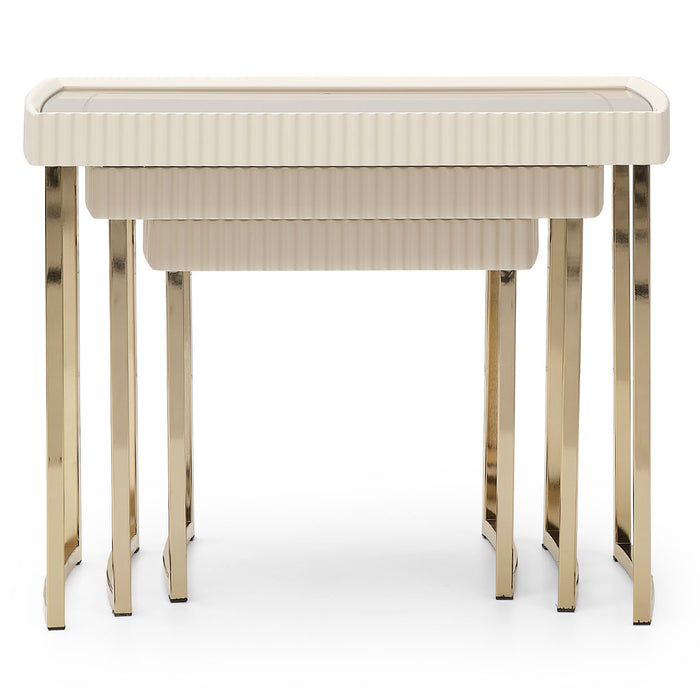 AICO Furniture - Lisbon Nesting Tables in Silken Matte Cream - LFR-LSBN224-140 - GreatFurnitureDeal