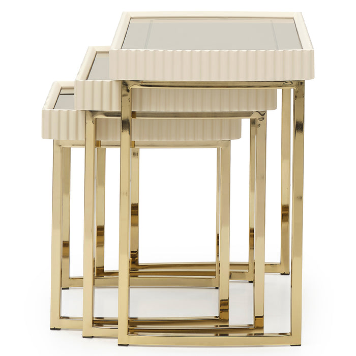 AICO Furniture - Lisbon Nesting Tables in Silken Matte Cream - LFR-LSBN224-140 - GreatFurnitureDeal