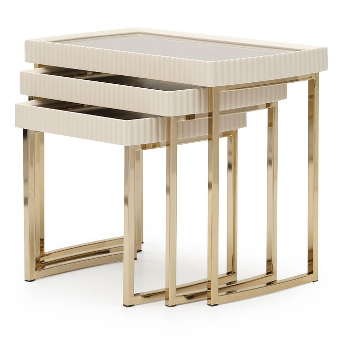 AICO Furniture - Lisbon Nesting Tables in Silken Matte Cream - LFR-LSBN224-140 - GreatFurnitureDeal