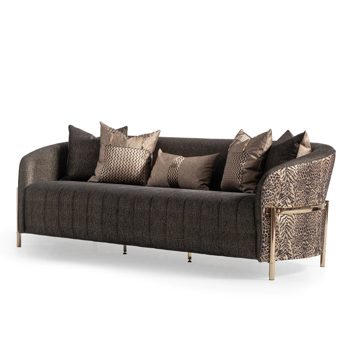 AICO Furniture - Lisbon Sofa in Onyx"Gold - LFR-LSBN815-ONX-806 - GreatFurnitureDeal