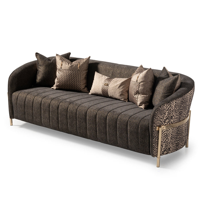 AICO Furniture - Lisbon Sofa in Onyx"Gold - LFR-LSBN815-ONX-806 - GreatFurnitureDeal