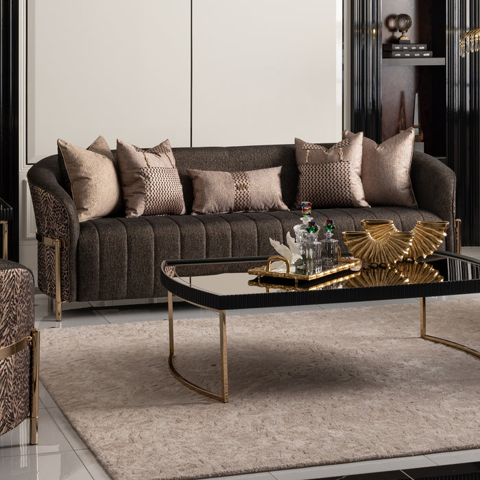 AICO Furniture - Lisbon Sofa in Onyx"Gold - LFR-LSBN815-ONX-806 - GreatFurnitureDeal