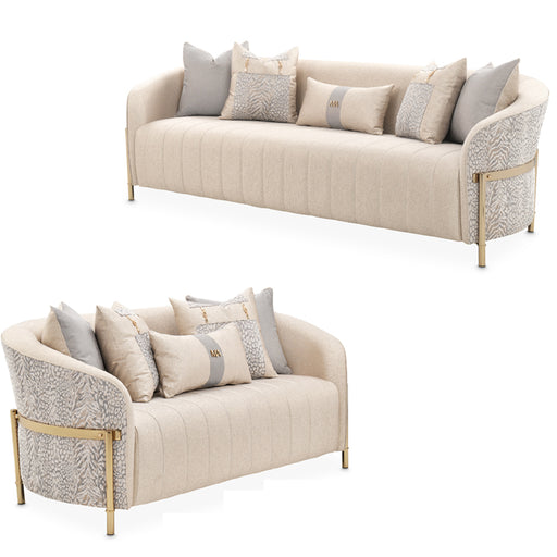 AICO Furniture - Lisbon 2 Piece Living Room Set in Opal Gold - LFR-LSBN815-OPL-806-2SET - GreatFurnitureDeal