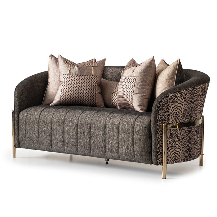 AICO Furniture - Lisbon Loveseat in Onyx"Gold - LFR-LSBN825-ONX-806 - GreatFurnitureDeal