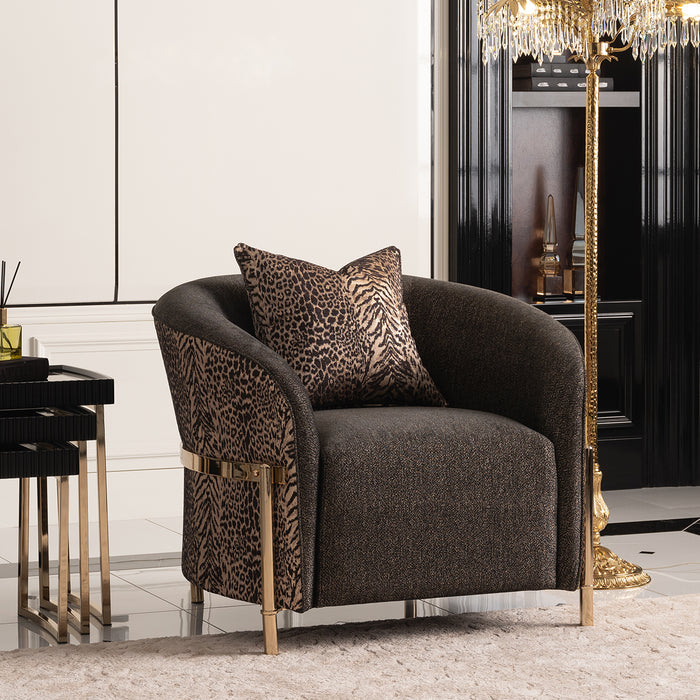 AICO Furniture - Lisbon Chair in Onyx"Gold - LFR-LSBN835-ONX-806 - GreatFurnitureDeal