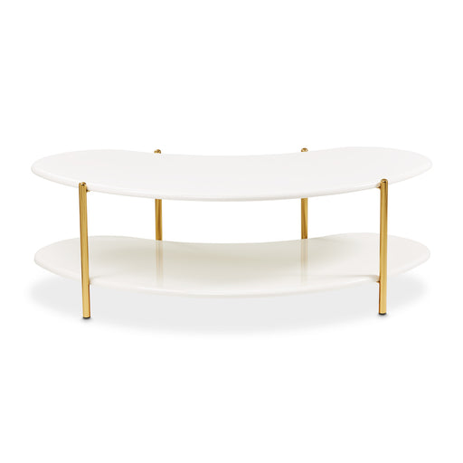 AICO Furniture - Sassani Cocktail Table in Pearl White/Gold - LFR-SSNI201-128 - GreatFurnitureDeal