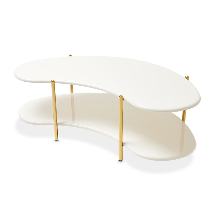 AICO Furniture - Sassani Cocktail Table in Pearl White/Gold - LFR-SSNI201-128 - GreatFurnitureDeal