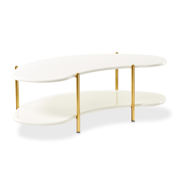 AICO Furniture - Sassani Cocktail Table in Pearl White/Gold - LFR-SSNI201-128 - GreatFurnitureDeal