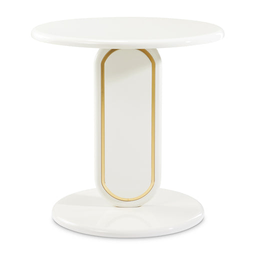 AICO Furniture - Sassani End Table in Pearl White/Gold - LFR-SSNI202-128 - GreatFurnitureDeal