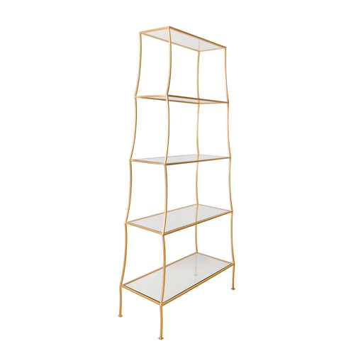 Worlds Away - Scalloped Tapering Etagere With Clear Glass Shelves In Gold Leaf - LIANA G - GreatFurnitureDeal