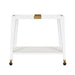 Worlds Away - Linus Flared Bar Cart With Antique Brass Detail In White Textured Linen - LINUS WHL - GreatFurnitureDeal