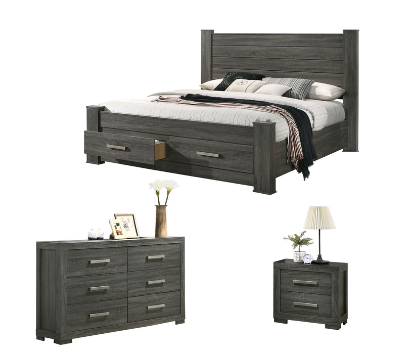 Mariano Furniture - Lisa 3 Piece California King Bedroom Set in Gray - BQ-LIS-CK3 - GreatFurnitureDeal