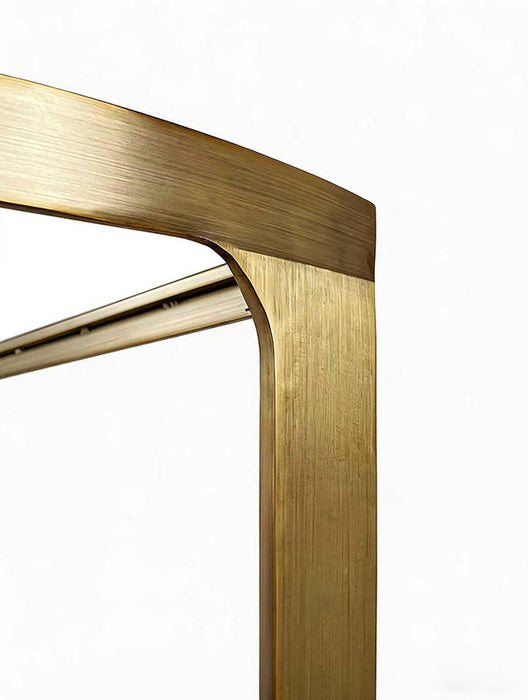 Worlds Away - Lisa Two Tier Glass Top Demilune Console In Antique Brass - LISA ABR