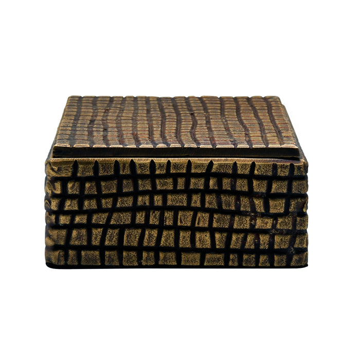 Worlds Away - Large Brass Aluminum Box With Reptile Texture - LIZZO LG - GreatFurnitureDeal