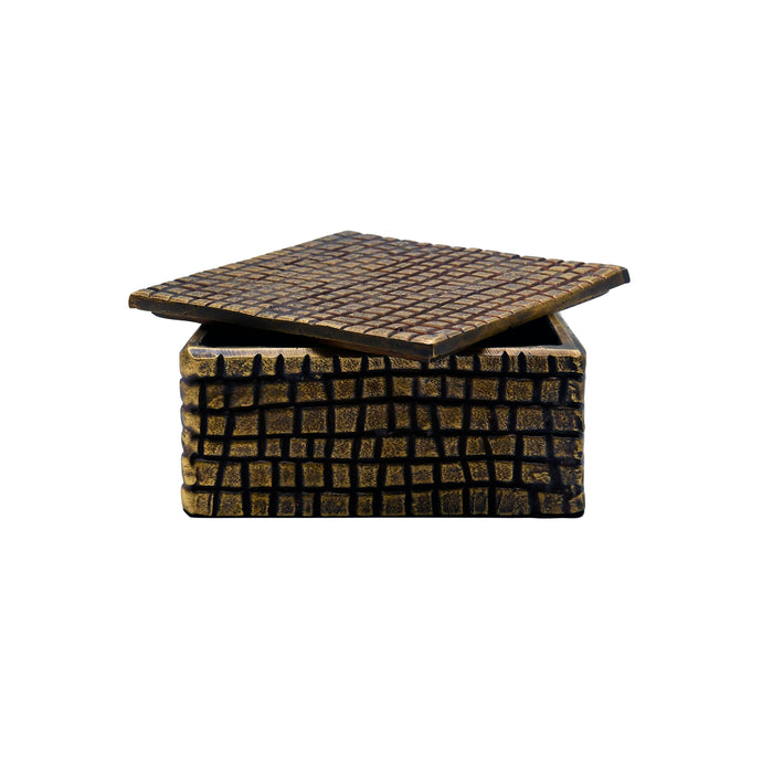 Worlds Away - Small Brass Aluminum Box With Reptile Texture - LIZZO SM - GreatFurnitureDeal