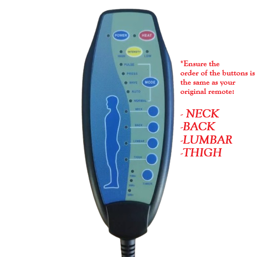Replacement Remote for Heat and Massage Chairs - 8-Pin Female Connector - GreatFurnitureDeal
