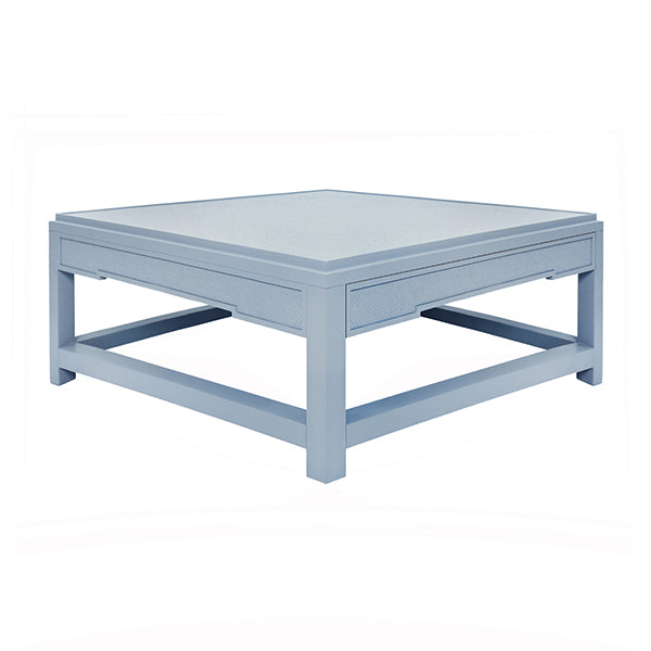 Worlds Away - Locklin Two Hidden Drawer Coffee Table With Matte Light Blue Lacquer - LOCKLIN LB - GreatFurnitureDeal