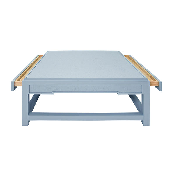Worlds Away - Locklin Two Hidden Drawer Coffee Table With Matte Light Blue Lacquer - LOCKLIN LB - GreatFurnitureDeal
