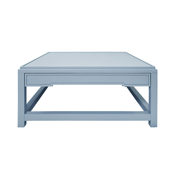Worlds Away - Locklin Two Hidden Drawer Coffee Table With Matte Light Blue Lacquer - LOCKLIN LB - GreatFurnitureDeal
