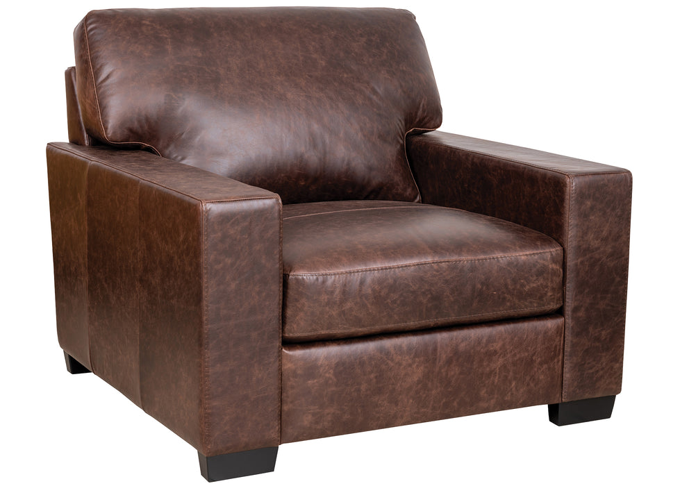 Mariano Italian Leather Furniture - Lorenzo Chair in Bomber Brown - LORENZO- C - GreatFurnitureDeal