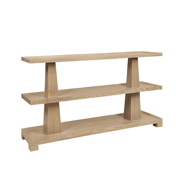 Worlds Away - Lowen Three Tier Two Column Console In Cerused Oak - LOWEN CO