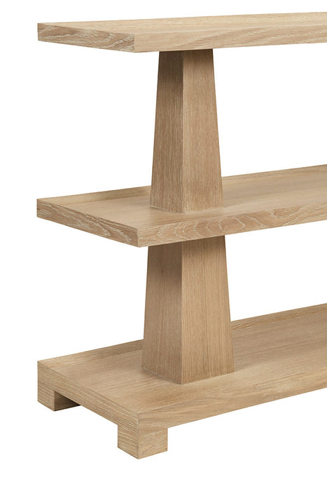 Worlds Away - Lowen Three Tier Two Column Console In Cerused Oak - LOWEN CO