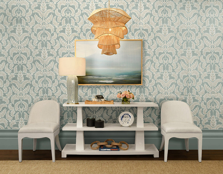 Worlds Away - Lowen Three Tier Two Column Console In Textured White Linen - LOWEN WH